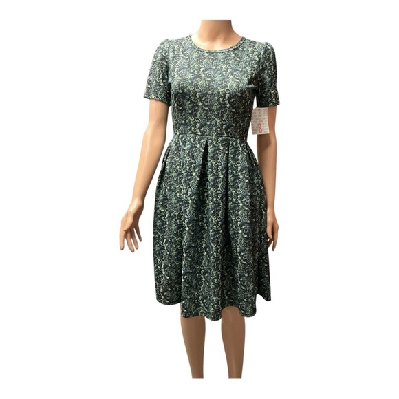 LuLaRoe - NWT - Green A-Line Midi Dress Short Sleeve Amelia Style - Picture 1 of 4